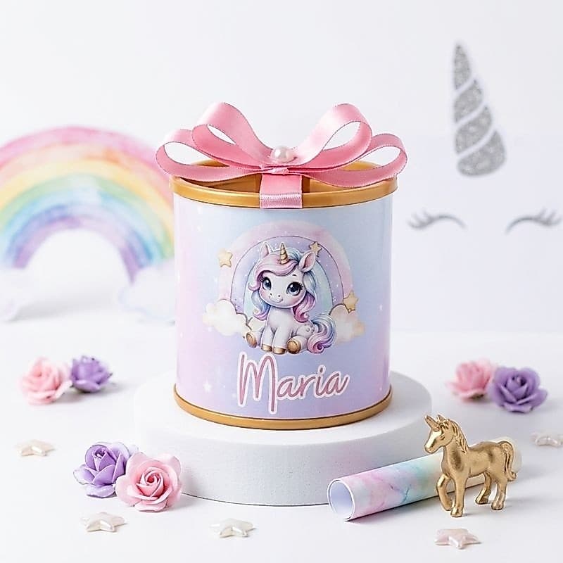 Tubolatas 5x6 Personalizadas Unicórnio - Lembrancinha tema unicórnio - aniversário menina unicórnio - tubolatas 5x6