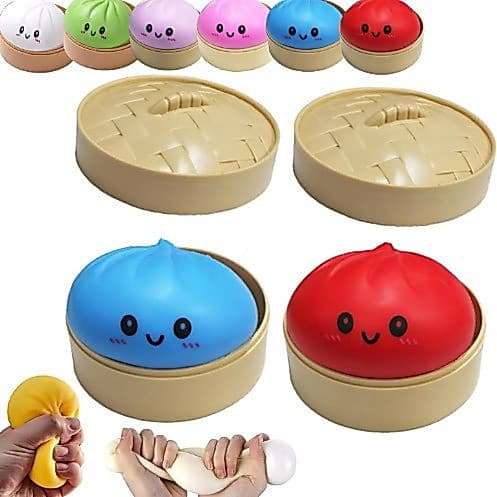 Kawaii Cozido No Vapor Bun Estresse Bola Bonito Brinquedo Mole Para Crianças Adultos Macio Squeeze Alívio Do Sensorial D