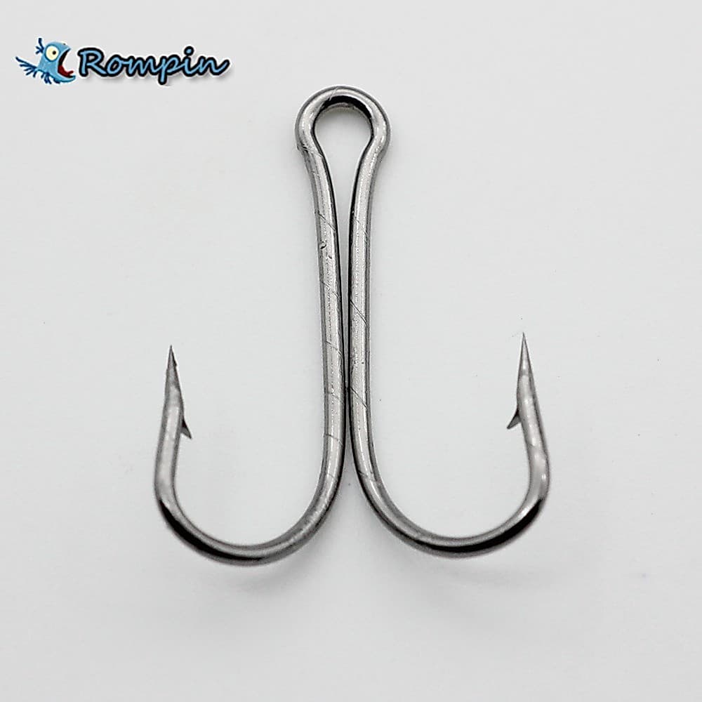 50 Pcs Dupla Alta Aço Carbono Preto Ganchos De Pesca Gancho Duplo Âncora Pesca Em Água Salgada Enfrentar 9908 Tamanho 8#-1#