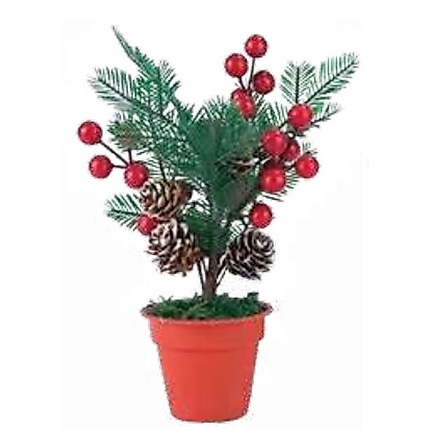 Enfeite De Natal Planta C/ Vaso 17cm