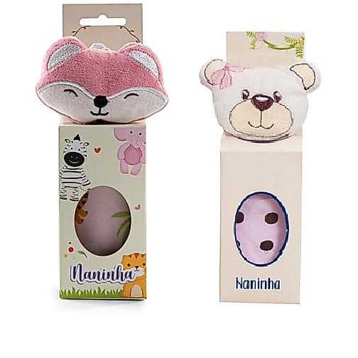 Kit 2 Naninha com Prendedor de Chupetas para Bebê menina menino