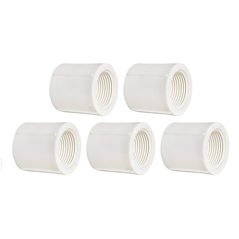 KIT 5 Luva RR 1/2 x 20MM ou 3/4 x 25MM Rosca Roscável Rosqueável Conexão Conector Água Drenagem Plástico Branco PVC