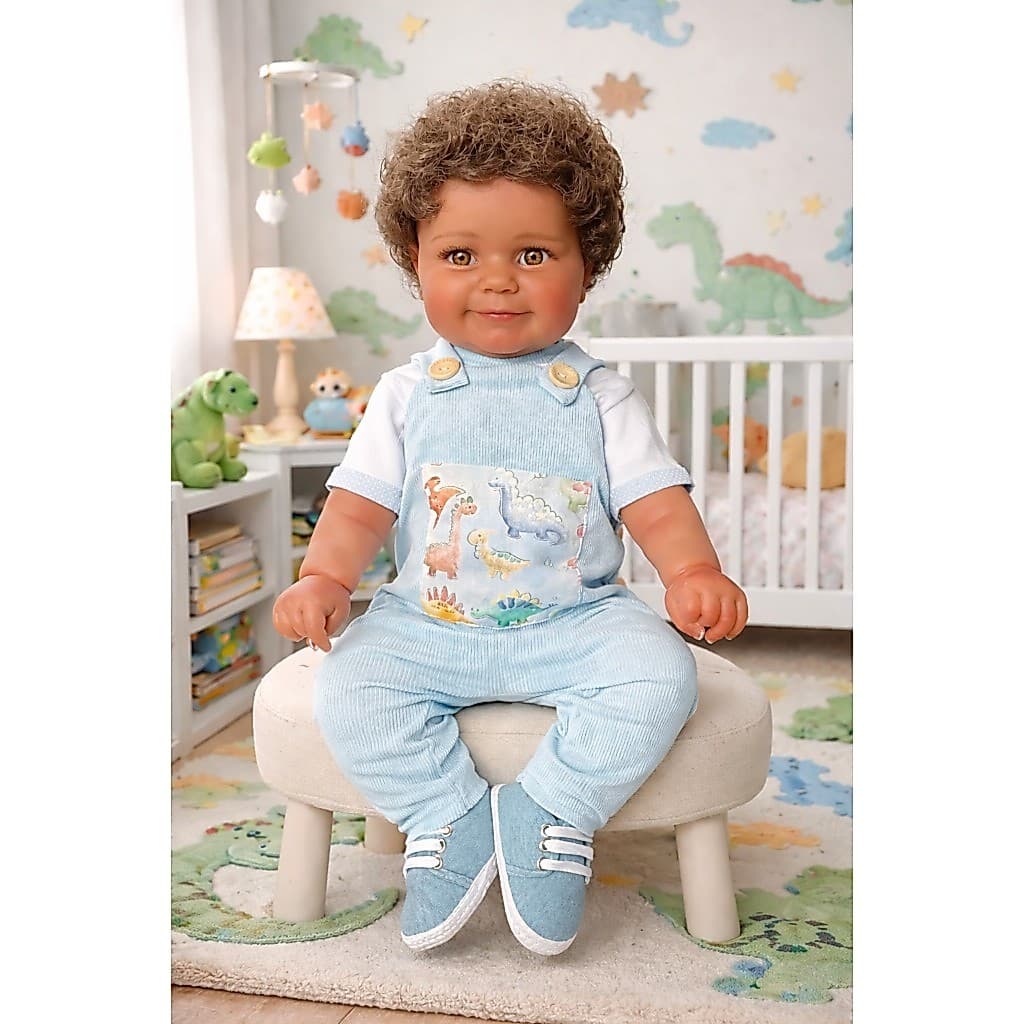 Bebê Reborn Matheus Negro Cabelo implantado  52cm Mundo Kids