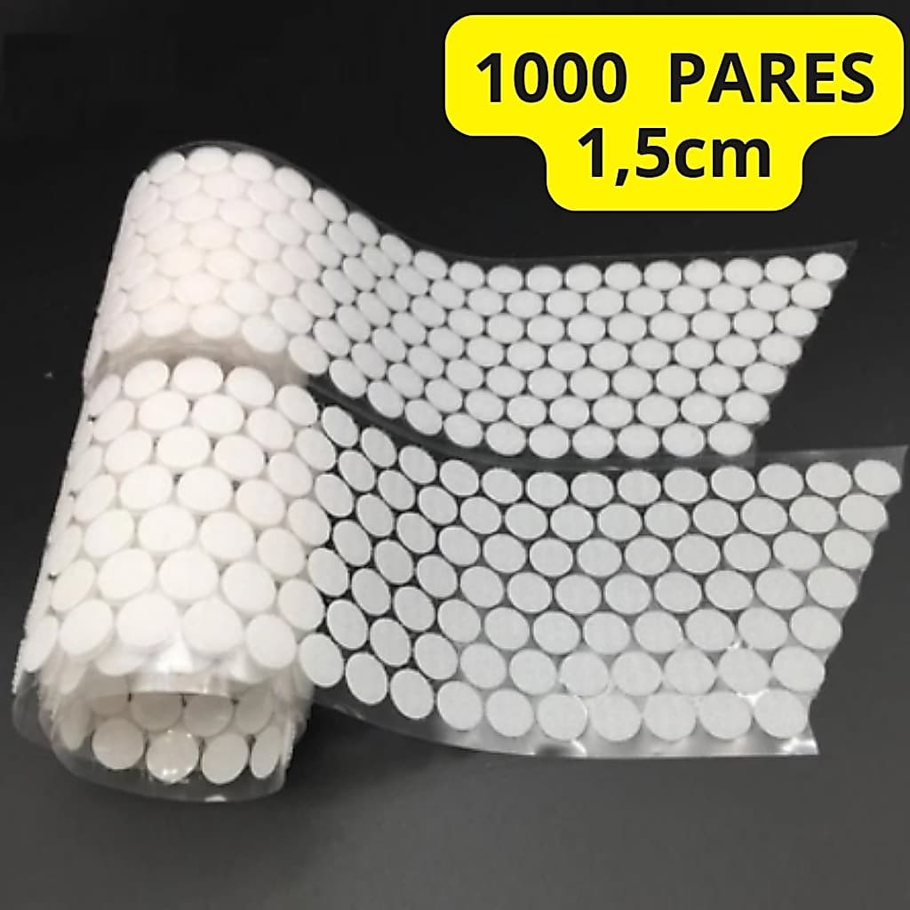 Fecho de Contato Adesivo Redondo 15mm Branco 1000 pares