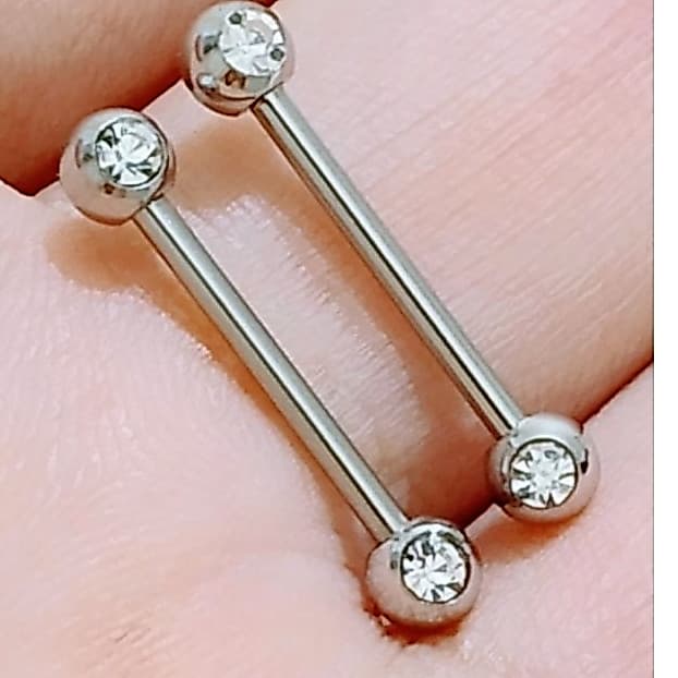 piercing mamilo c/ strass cristal 14mm aço prata kit 2 unidades masculino feminino mulher homen pedra brilhante pedrinha