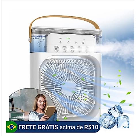 Refrigerador De Ar Ventilador Umidificador Portátil Com Led Reservatório De Água Led Usb