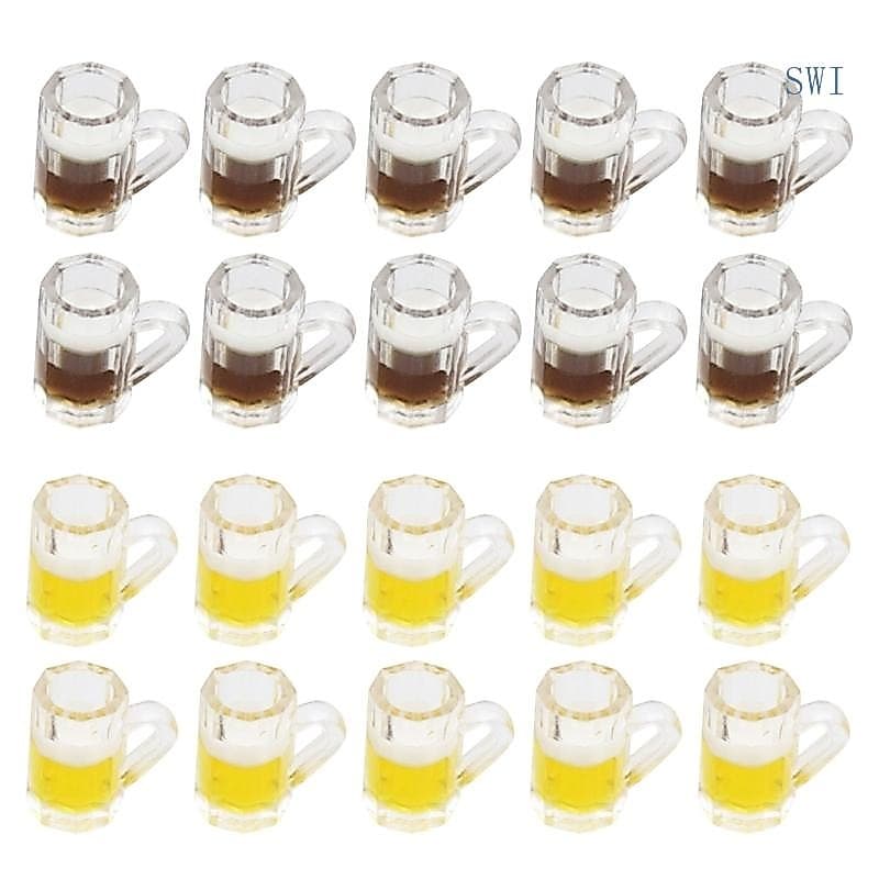SWI 10 Peças Miniatura Resina Vidro Cerveja Copos Pequenos Para Dollhouses