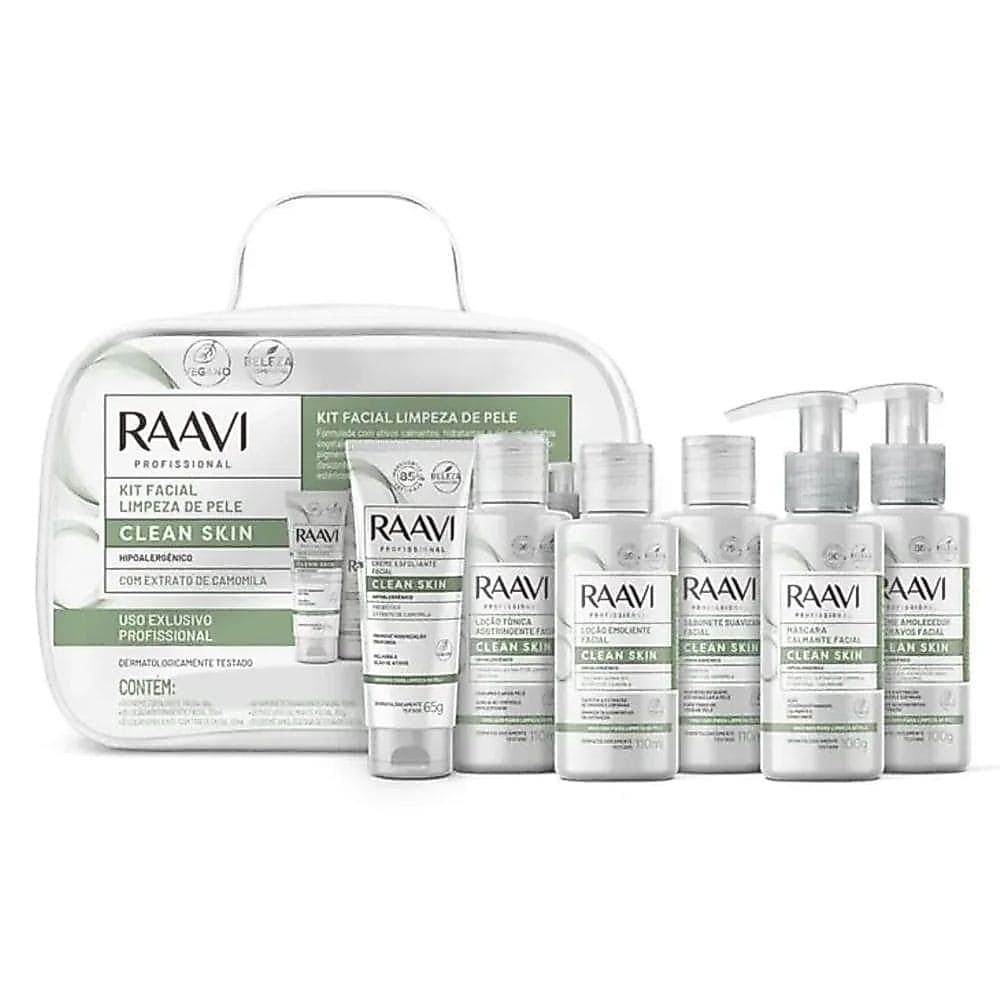 Kit Limpeza de Pele Facial Clean Skin Hipoalergênico Raavi
