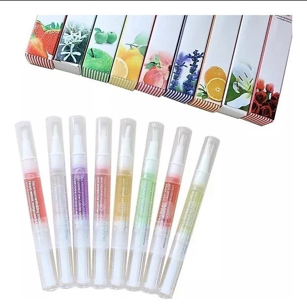 Kit 5 Caneta Oleo Hidratante Cutículas Revitalizador De Unhas Gel Sabor Flores e Frutas VARIADO (S16)