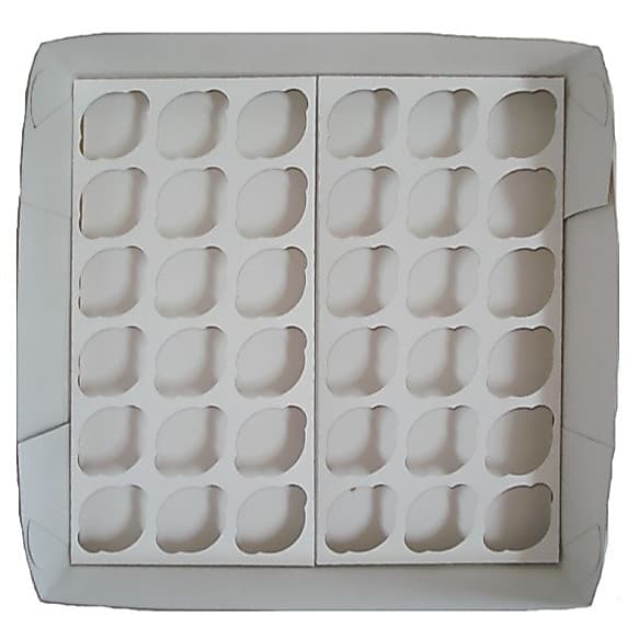 Caixa para Transporte de 36 Mini Cupcake 35x35x10 BRANCO Embalagem