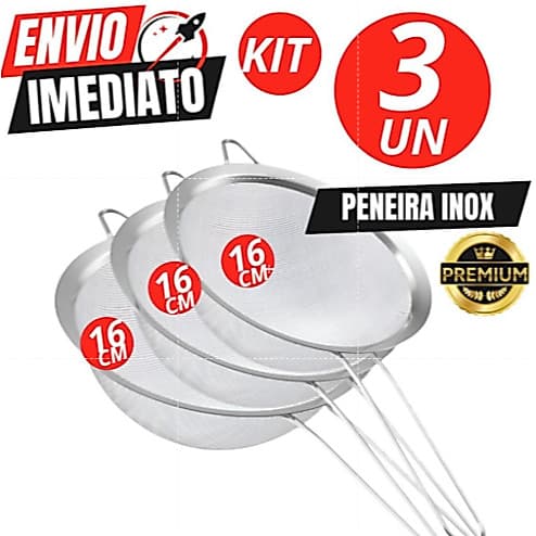 Conjunto Peneira 16 CM Inox Conjunto Promocional Casa Cozinha Buffet Bar