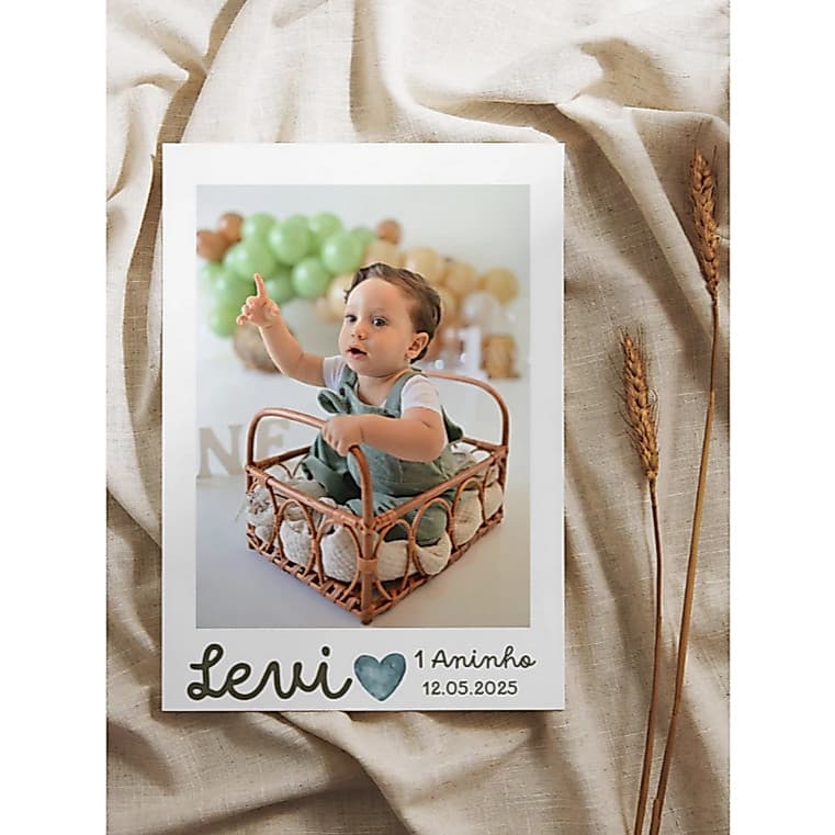 Kit c/100 Lembrancinha MAIOR Personalizada 9cmX6,5 cm PLASTIFICADA Festa de 1 ano Aniversário