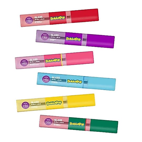 Kit 6 Brilho Labial Hidratante Gloss Bubba Pop Óleo para Lábios com Sabor e Cheiro de Chiclé