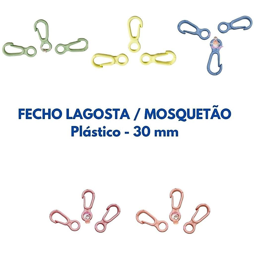 Fecho Lagosta / Mosquetão de Plástico - 20 unidades