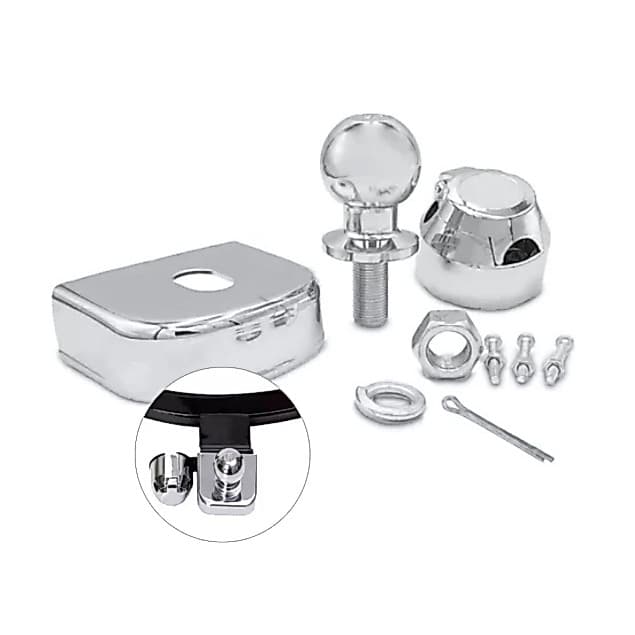 Kit para Engate Reboque Bola 50mm Cromado Capa ABS e Tomada 6 Polos