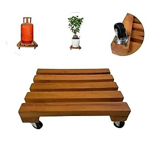 Suporte para Vaso Quadrado 35x35 e 7,5 cm de altura madeira Rodizio giratórios linha premium quality