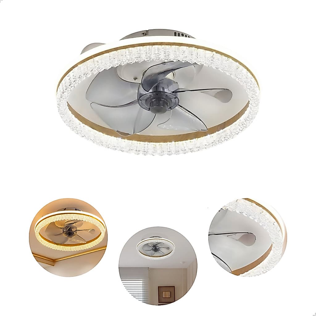 Ventilador Teto Led Com Controle Dimerizavel Luminária 23w Multicor 3 em 1 Luz 3000k/4000k/6000k