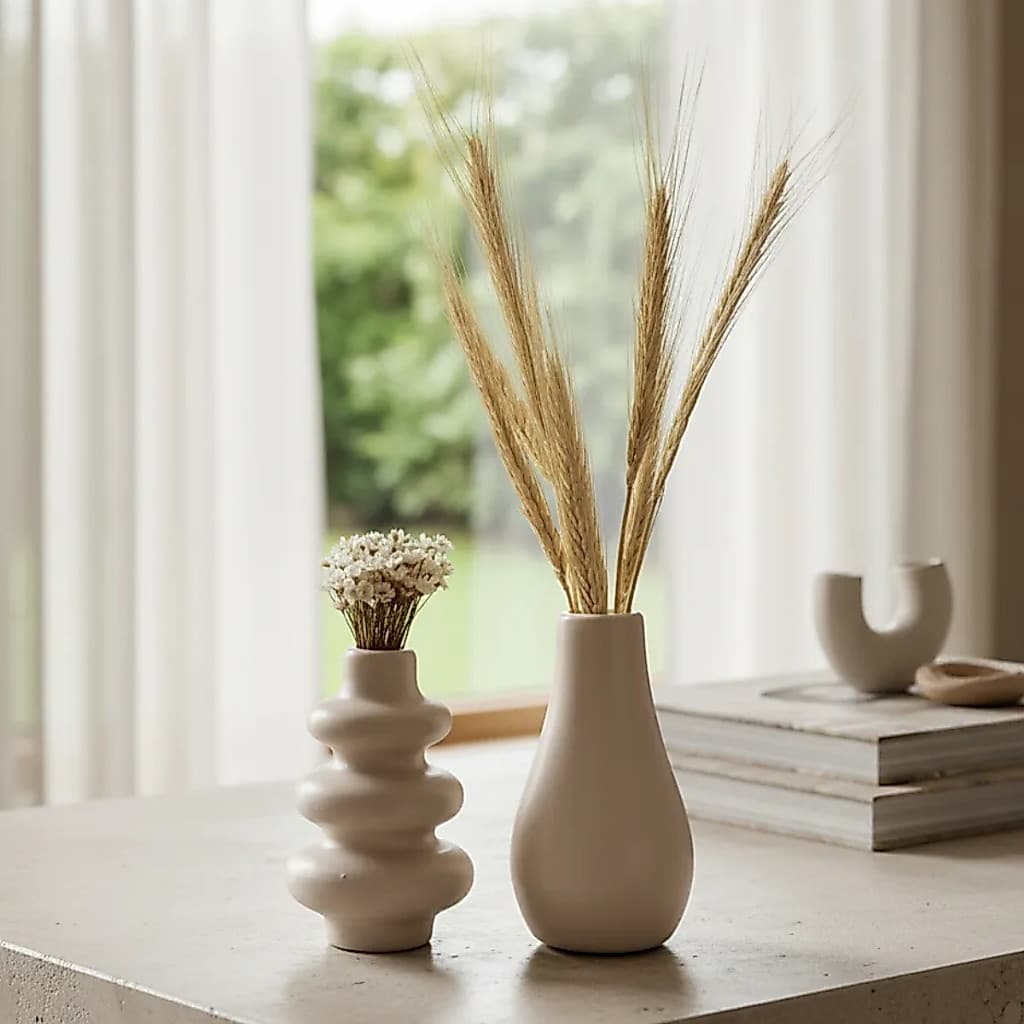 Dupla De Vaso Decorativo Com Flores Secas Minimalista SOLITARIO