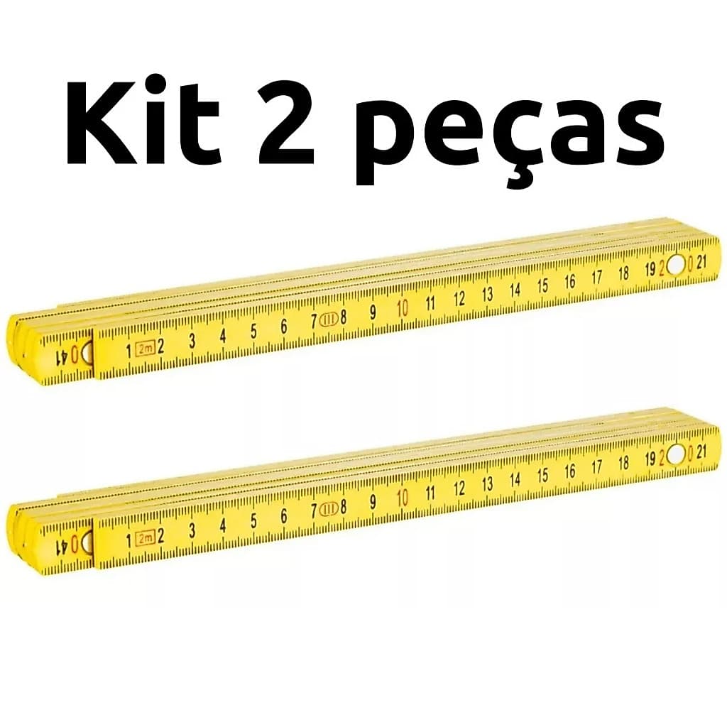 Kit 2 Peças Metro Importado Escala Métrica 2 Metros Gravado - Metro Tipo Sueco