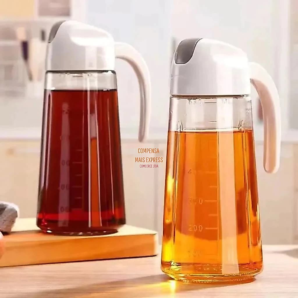 Kit 1/2 Dispenser com Bico Automático Pote de Vidro para oleo Azeite Vinagre Galheteiro Tampa Dosadora