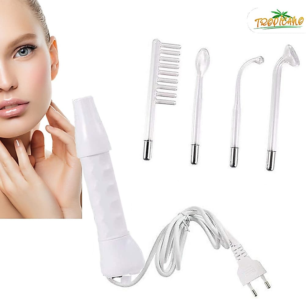 Portátil eletrodo de tubo fino de alta frequência para tratamentos faciais e capilares (4 peças inclusas)