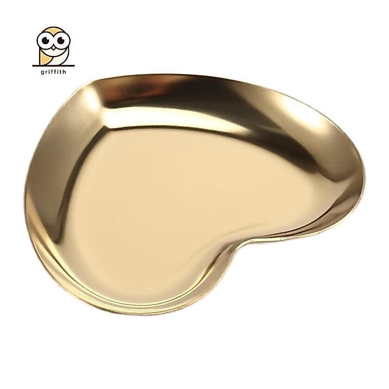 Prato De Servir Joias Em Formato De Coração , Bandeja De Metal , Organização De Armazenamento Frutas , Ouro Doméstico