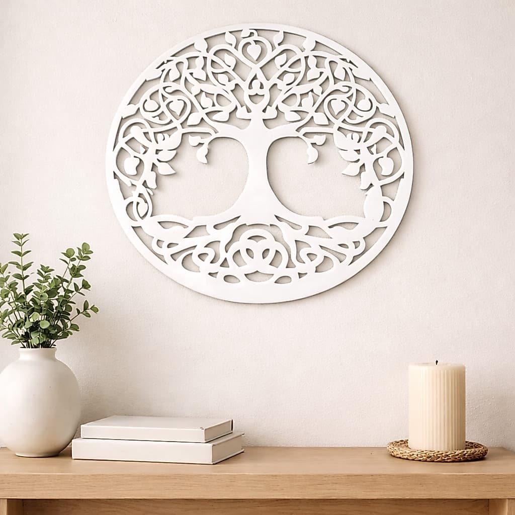 Mandala Árvore da Vida MDF Recorte a Laser Redonda Decorativa Parede Quarto Sala