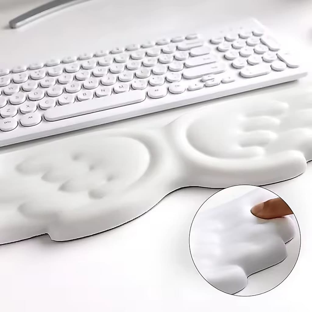 Apoio de Pulso para Teclado Formato de Asas de Anjo – Proteção, Conforto e Design Estético para Mesa