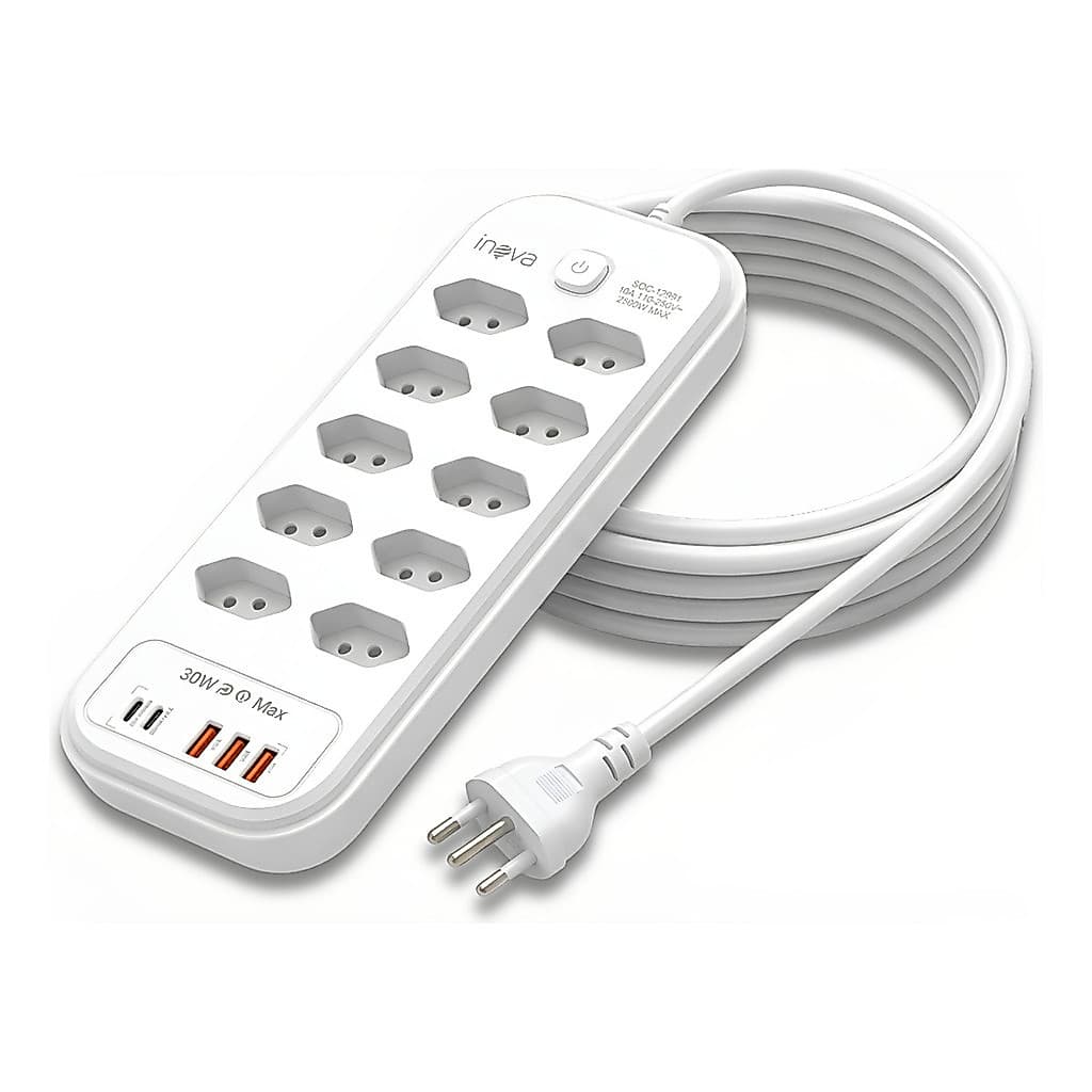 Filtro De Linha 10 Tomadas 3 Usb 2 Usb-c Power 2500w Bivolt Branco 127/220v SOC-12991