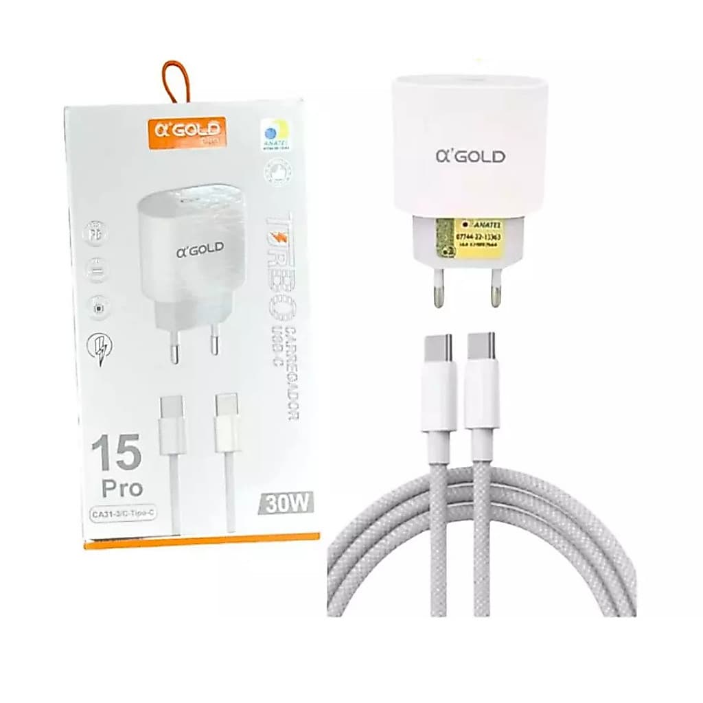 Carregador Turbo PD 30W USB-C/TIPO-C -A'GOLD PRO CA31-3