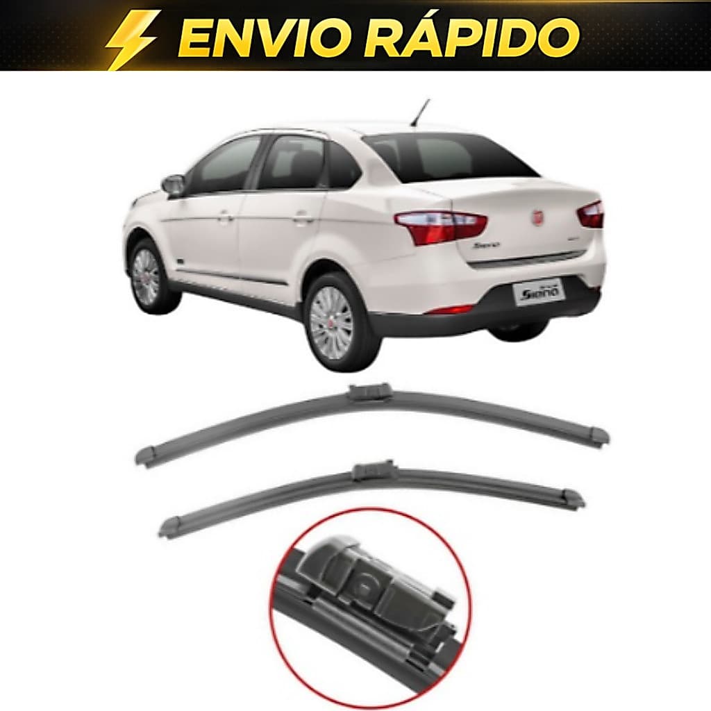 PAR de Palhetas para Limpador de Parabrisa Dianteiro para Fiat Grand Siena 2012 Até 2023