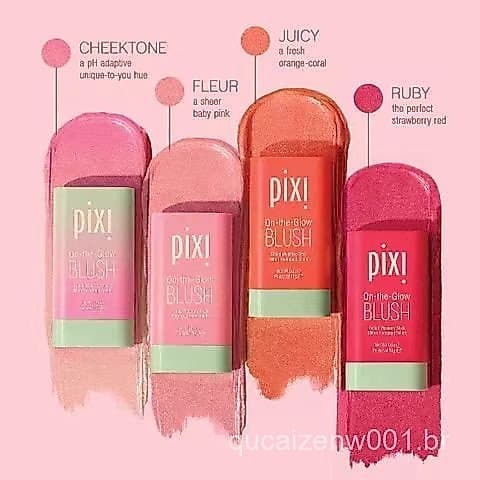 Pixi On-the-Glow Blush Contour Stick Lábios E Bochechas Dupla Finalidade Que Muda De Cor Hidratante Natural Para Creme D