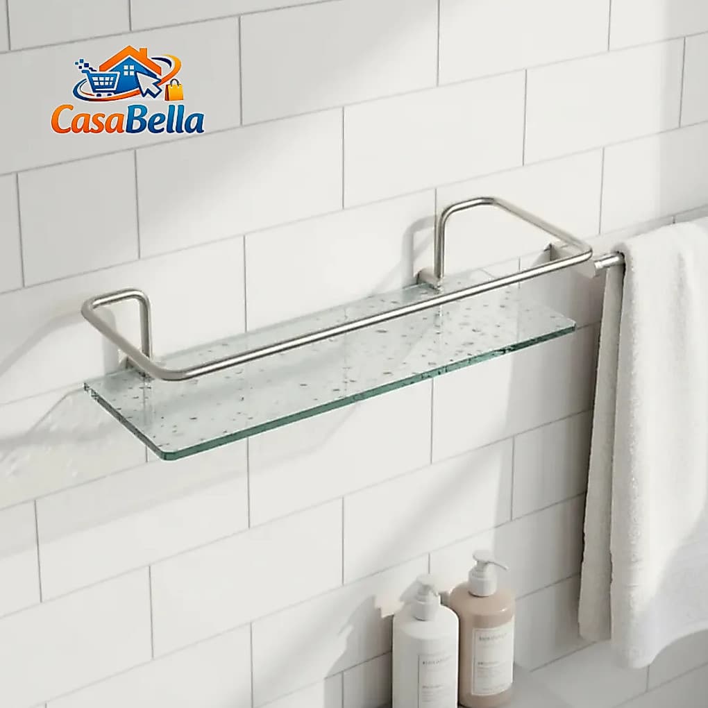 Prateleira Porta Shampoo Reto De Vidro 30cm Para Banheiro Lavabo e Lavanderia