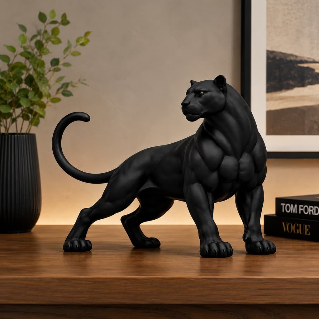 Pantera Decorativa Premium – Estátua Moderna Minimalista