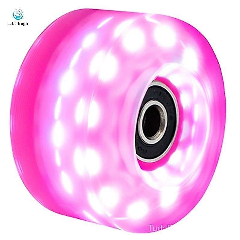 1 Roda de Patins 58mm x 32mm para Patins Quad de Uso Externo, com Seis Luzes de Alto Brilho em Dupla Fileira, Rosa Brilh