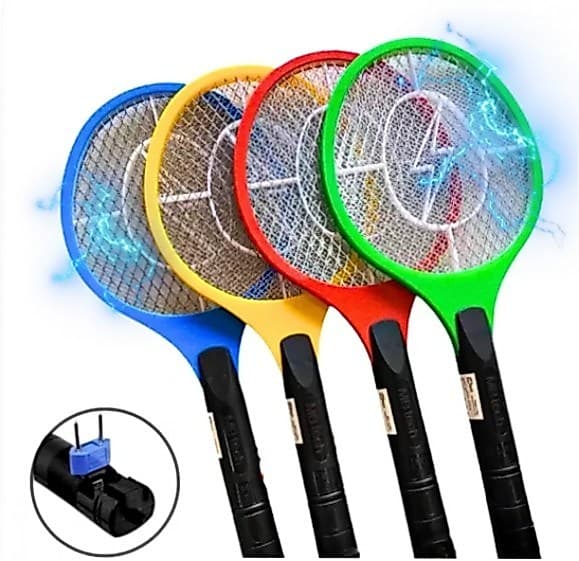 Raquete Elétrica Mata Mosquito Recarregável Alfacel AL-10012 Bivolt Insetos Moscas Pernilongos Tomada Retrátil