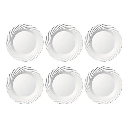 Kit Jogo Pratos Raso Jasmim Opaline 6 unidades Branco Vidro Nadir  Liso