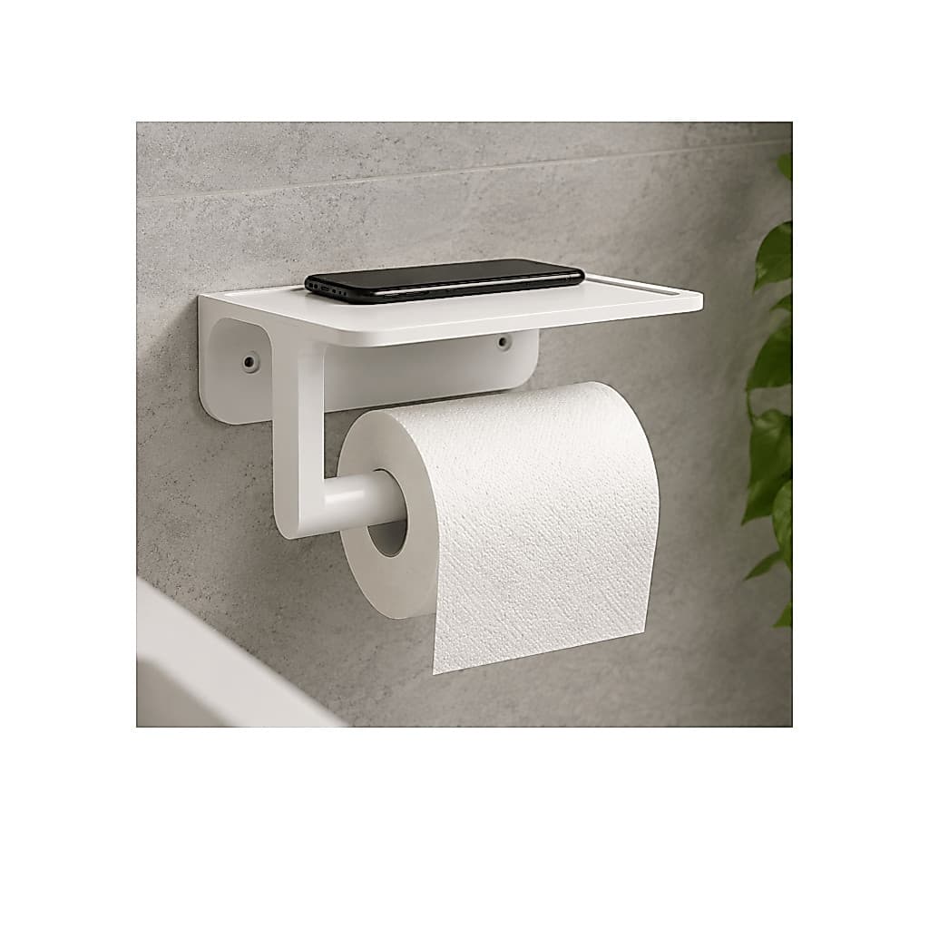 Suporte Porta Papel Higiênico Parede Adesivo Prateleira Celular Lenço Umedecido Banheiro