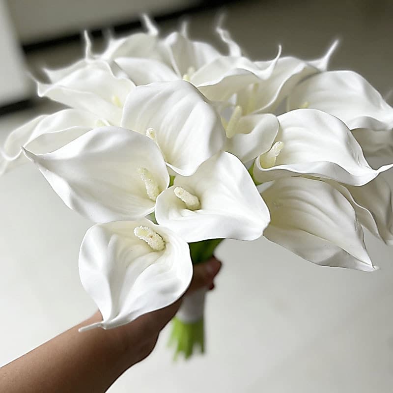 Kit 10 Copo De Leite Artificial Plantas Falsas Lírio Emborrachado Branco Toque Real Decoração De Casamento Para Casa