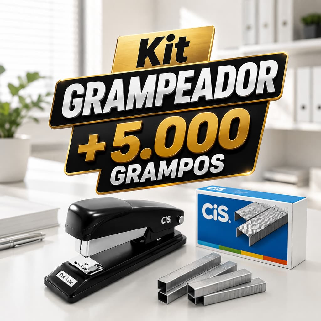KIT Grampeador de metal + 5.000 Grampos Cis - Grampeador De Metal Plus Line 26/6