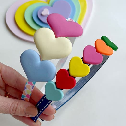 Tiara Corações/Arco cabelo infantil Coração/Tiara silicone/ Acessório infantil menina coração7890-=