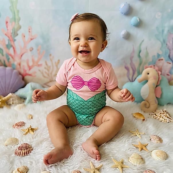 Roupa de Bebe Menina Sereia Fundo do Mar Body