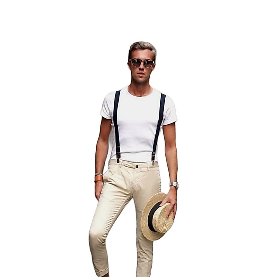 kit 2 suspensórios vintage grosso e médio masculino preto