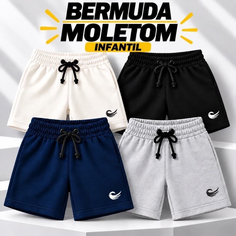 Bermuda infantil de moleton short masculino infatujuvenil de 4 ao 16 anos