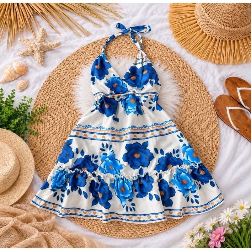 vestido feminino estampado de alcinha Rodadinho , moda verão 2026 vestido curto floral inspiração