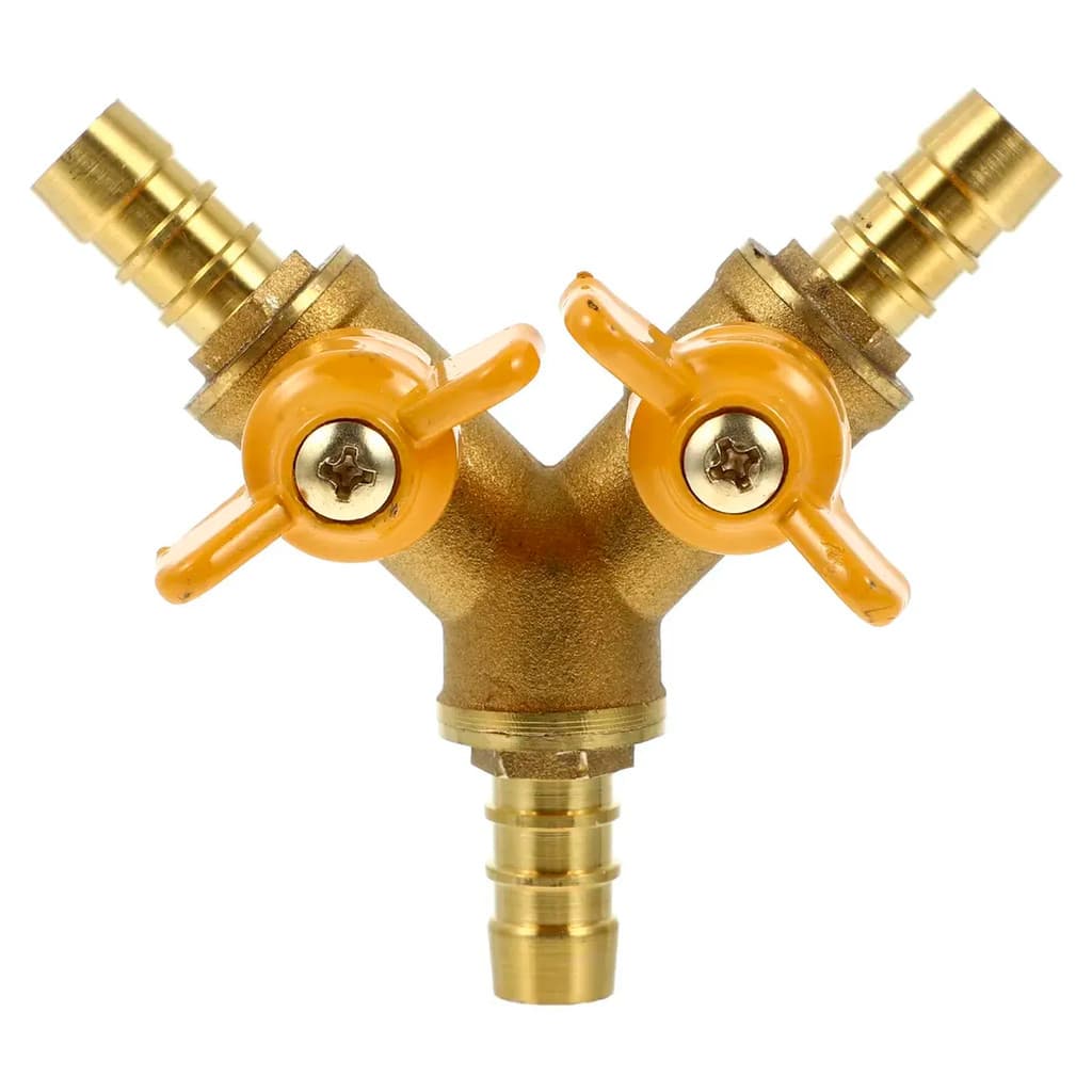Divisor Adaptador Para Gás de Cozinha Em Y Triplo 2 Registros 3/8" Bico Mangueira Comum Distribuidor