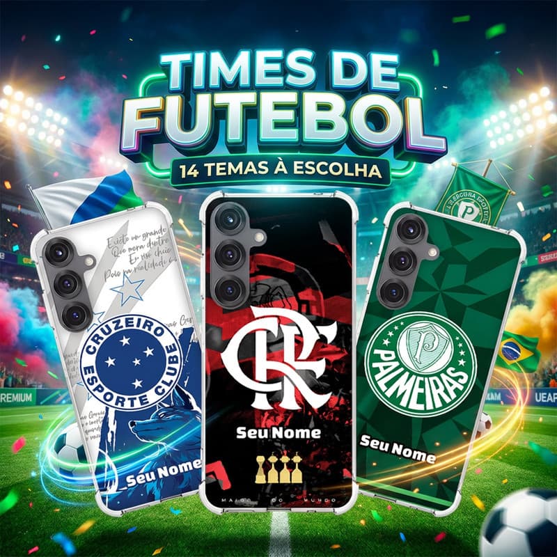Capa Capinha GALAXY A23 A22 A20 A17 A16 A15 A14 A13 A12 A11 A10 Anti-impacto Personalizada tema futebol TIMES BRASILEIRO