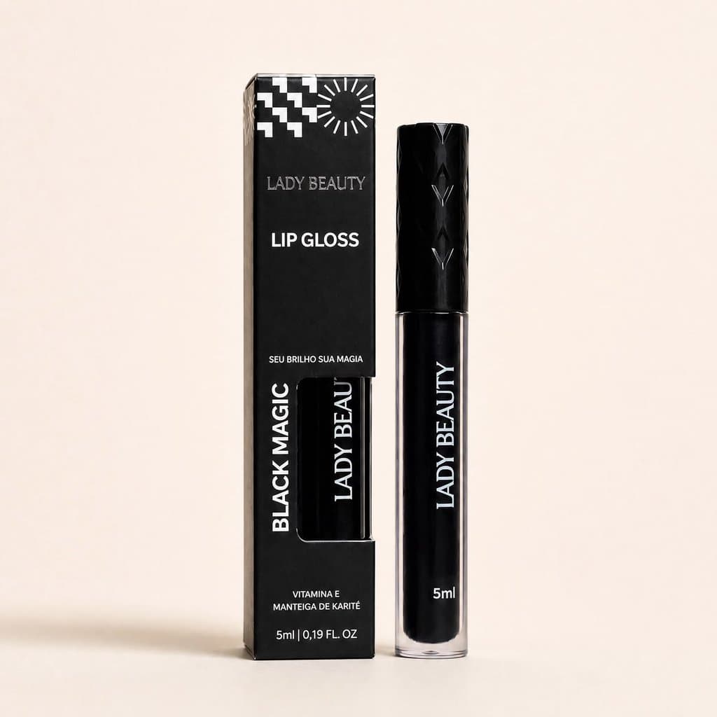 Lip Gloss Lady Beauty Black Magic PH Mágico Manteiga de Karité Brilho Hidratante Longa Duração