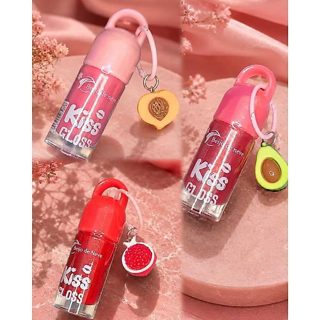 Gloss Kiss Beijo de Neve Chaveiro Pêssego Abacate Romã