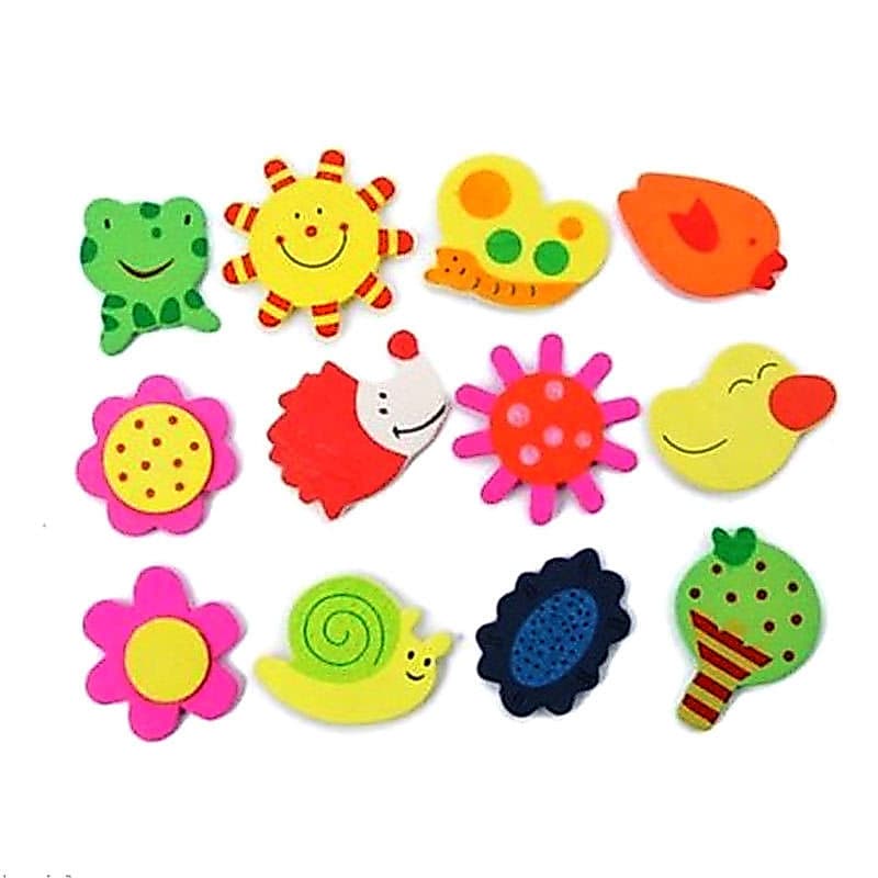 12 Pçs/Set Crianças Brinquedos Imã De Geladeira Animais De Desenho Animado De Madeira Brinquedo De Aprendizagem Educacio